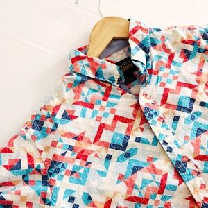 Daniel Cremieux Multicolor Geometric Casual Button Down Shirt